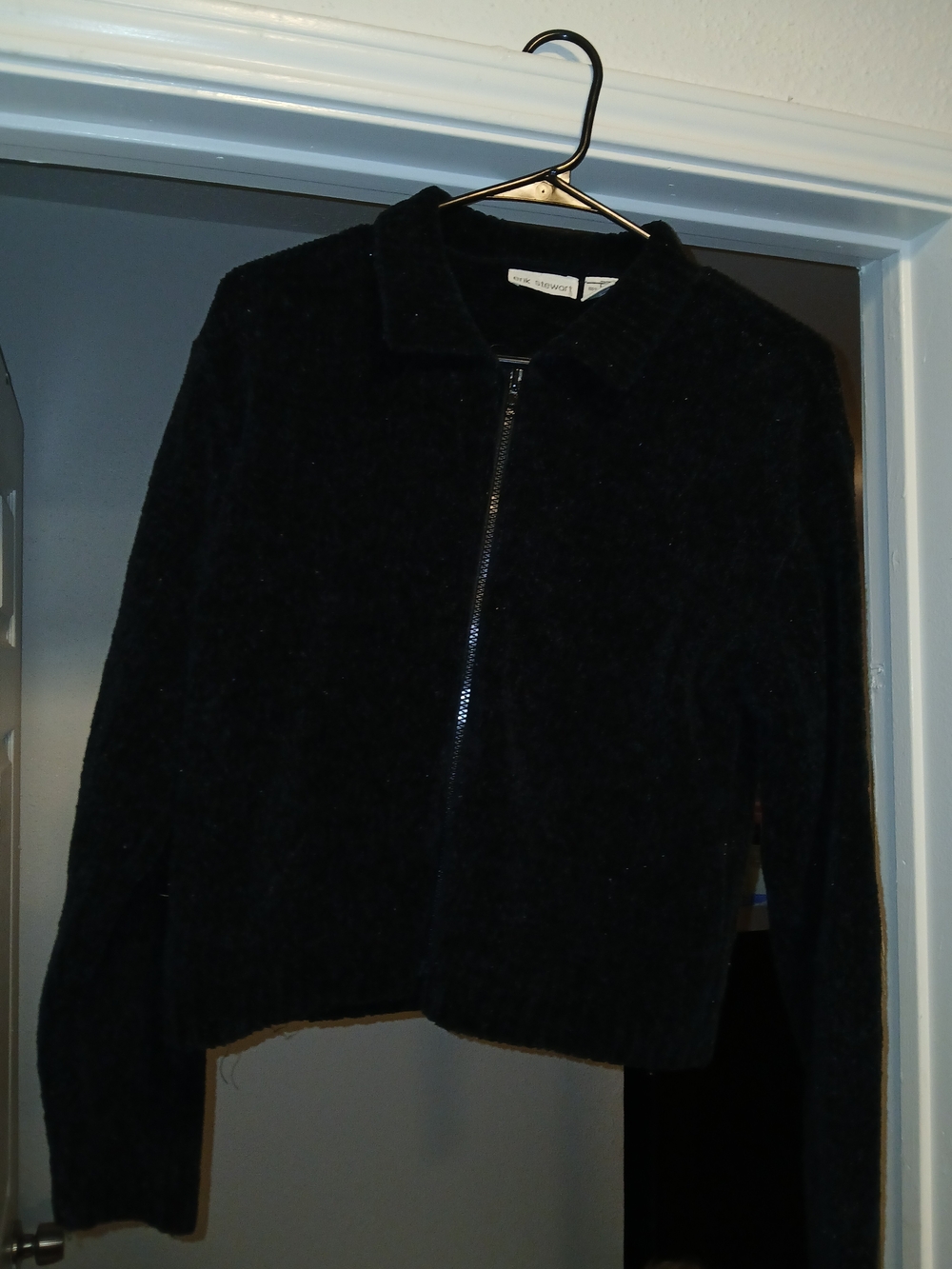 Erik StewartVintage Black  Zip-Front Jacket/ Sweater